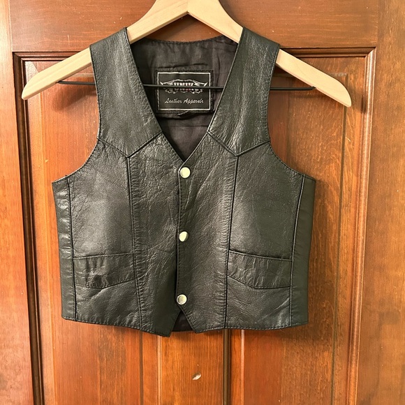 Unik Jackets & Blazers - UNIK Black Real Leather Motorcycle Vest with Silver Buttons. Size M